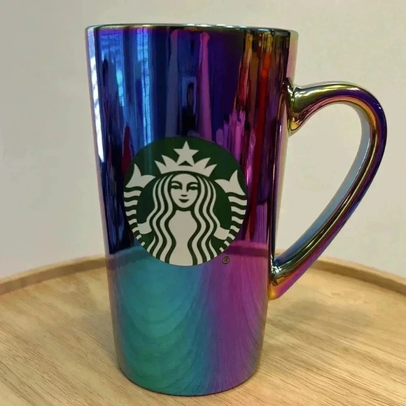 Starbucks Coffee Mug 16 oz Rainbow Holographic Iridescent 2022 Holiday - Picture 1 of 5